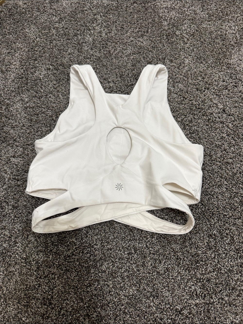 Athleta White Keyhole Cross-Back Sports Bra